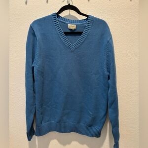 L.L. Bean Men's Sky Blue V-Neck Sweater size large 100% Cotton